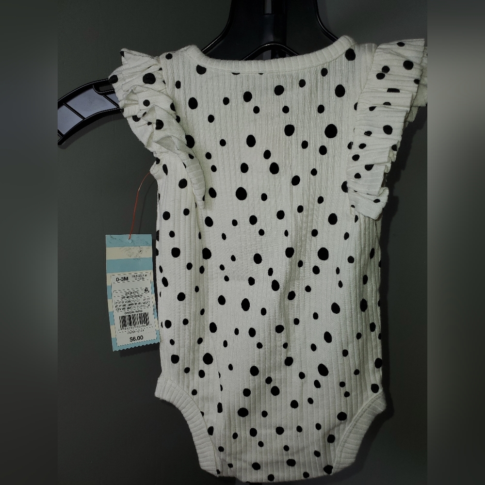 Cat & Jack White and Black Polka Dot Baby Onesie - Picture 4 of 4